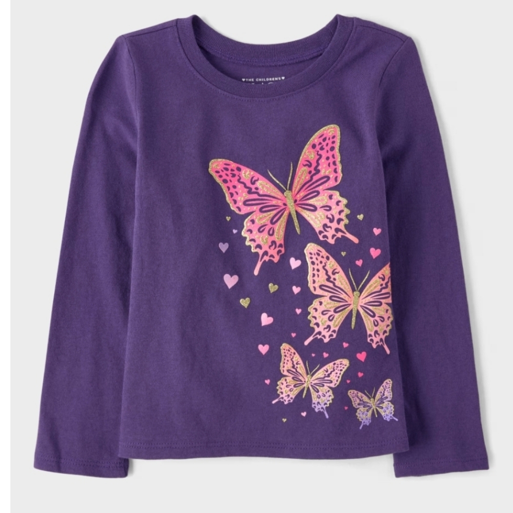 Purple Long Sleeve Butterfly Tee NWT